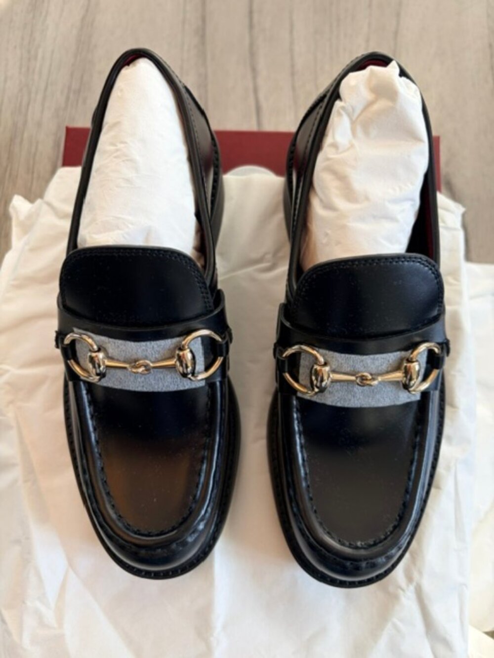 NIB Gucci Horsebit Leather Loafers, Black 34.5 (4.5) - Picture 3 of 13